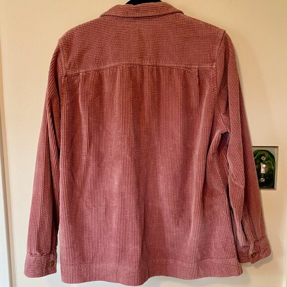 LL Bean Womens LARGE Shirt Jacket Dusty Rose Pink Corduroy Wide Wale Shacket - Picture 2 of 12